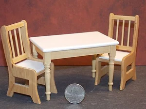 Dollhouse Miniature White Oak Kitchen Table & Chairs Set 1:12 one inch scale P52 - Picture 1 of 2