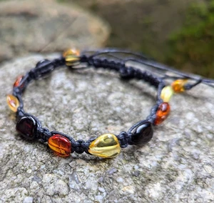Pulsera Ámbar Natural Tamaño Ajustable Unisex Joyería Genuina Regalo - Imagen 1 de 5