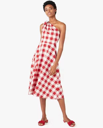 Abito a spalla Kate Spade Gingham nuovo con etichette