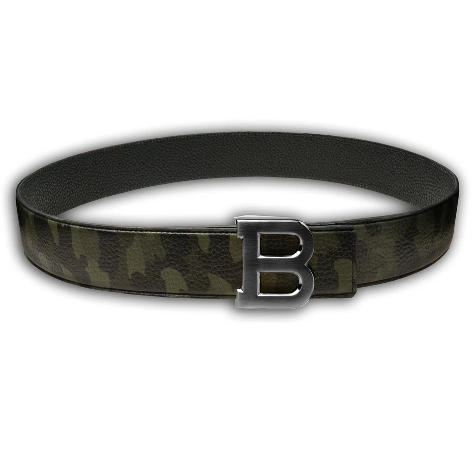 Cinturón de piel reversible en camosflash con hebilla de cinturón 32 mm H negro Foto 1 de 1