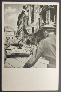 WW2 Czechoslovak army with a tank they received from Russia in the war - Picture 1 of 2