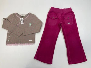 Naartjie Girls Pink Corduroy Pant Taupe Pink Star Long Sleeve Shirt Set Size 5 - Picture 1 of 8