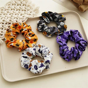Fascia per capelli Halloween Scrunchies zucca teschio fantasma ragnatela alta elastica - Foto 1 di 32
