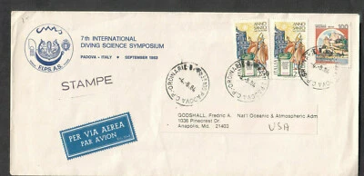 Italia 1984 Publicidad Portada 7º Simposio Internacional de Buceo Padua a NOAA Foto 1 de 2