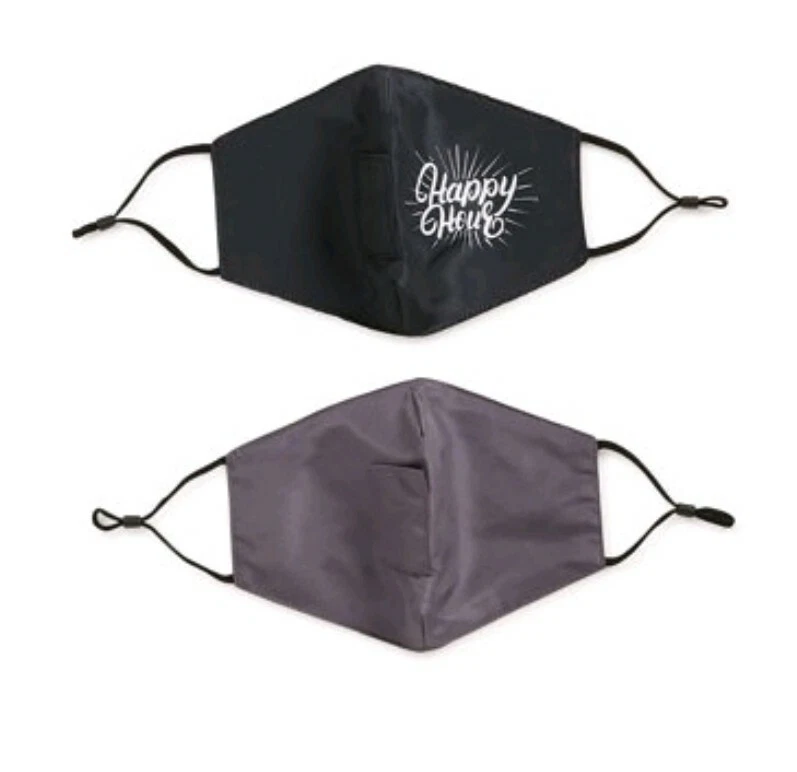 MASCARILLA FACIAL Adulto Bebida Seguro Beber Máscara Agujero (Paquete de 2) Nueva Happy Hour y Gris Foto 1 de 1