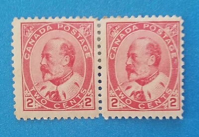 Canada Scott #90 MH pair well centered good original gum. Good bright colors.  - Image 1 of 2