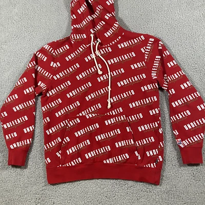 Undefeated F/W 14 Red Fanatic Hoodie Sweatshirt Adult Small AOP Spell Out Men's - Image 1 of 4