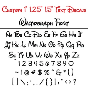 Walt Disney Font Personalized Custom Text Vinyl Letter Sticker Permanent Decal - Picture 1 of 3
