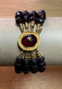 antikes Granat Armband 14 Karat Goldverschluss 4 reihig - Bild 1 von 9