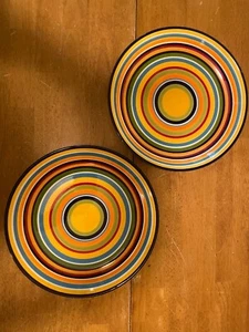 Target Home Stoneware Multicolor rainbow Ring Dinner Plates 11.5” Lot of 2 - Picture 1 of 6