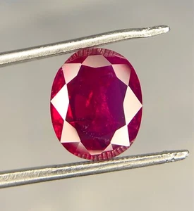 4.428 Carat Natural Cut Vivid Purplish Red Color Natural Ruby, Loose Gemstone - Picture 1 of 7