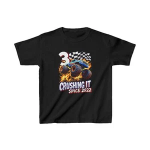 Birthday Monster Truck 3 year Old Boys 3rd Party Born 2022 T-Shirt - Picture 1 of 17