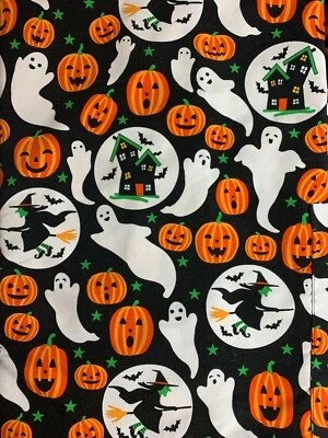 HALLOWEEN SCRUB TOP SIZES: XS, M, L NWT GHOST WITCH HAUNTED HOUSE NURSE MEDICAL - Image 1 of 4