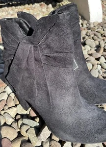 George Womens Diedra Black Boots Size 10 Suede Zipper Closure Bow Accent New - Picture 1 of 7