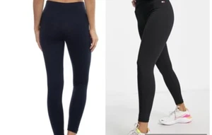 NWT Ladies Simona Tommy Hilfiger Leggings with Flag Logo. Black Or Navy - Picture 1 of 9