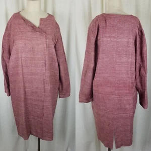 Vintage Handmade Silk Off Center Asymmetrical Long Sleeve Tunic Dress Womens L - Picture 1 of 6