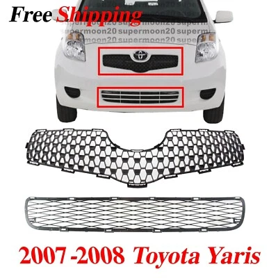 For 2007-2008 Toyota Yaris Bumper Face Bar Grilles Front Lower Plastic Set 2pc Foto 1 de 4