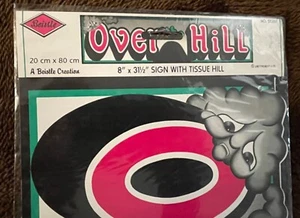 Vintage 1987 "Over The Hill" 3'x8" Stiff Paper Sign W/ 3D Fold-Out Tissue Hill - Picture 1 of 6