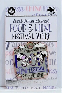 Disney 2019 Epcot Food & Wine Festival Passholder Mickey & Minnie 3-D Pin LR nuevo - Imagen 1 de 1