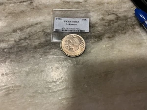 1938 Silver Arkansas Commemorative Half Dollar - Picture 1 of 2