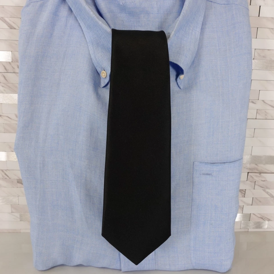 Corbata en el cuello negra tinta para hombre lisa medianoche gótico vestido traje boda esmoquin HOC Japón Foto 1 de 4