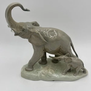 Vintage Lladro "Mutter und Baby" Elefanten #1151 12" Porzellan glasiert Figur - Bild 1 von 8