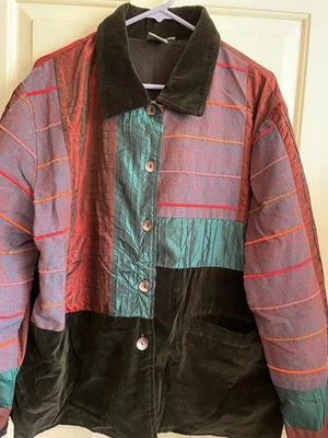 Chaqueta Irridiscente Perejil y Salvia, Retazos Morados/Rojos/Verdes/Negro, 1X Foto 1 de 4