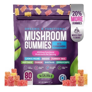 Natürliche Pilz Ergänzung Gummis Ashwagandha Shiitake 80 Stück Fruchtgeschmack - Bild 1 von 13