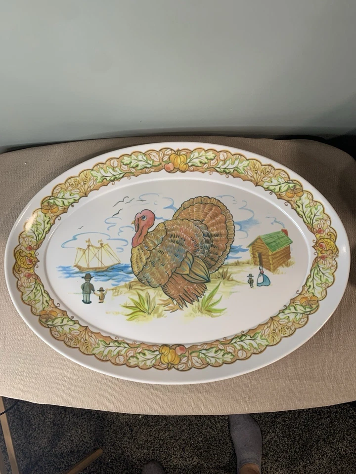 Plato de pavo melamina Brookpark #1521 vintage plato de acción de gracias otoño Foto 1 de 4