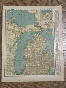 Antike Karte von Michigan 1929 14”x11” - Bild 1 von 8