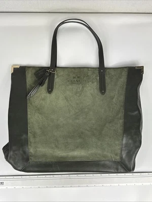 COACH XL Tote Leather / Suede Dark Green Pine 30964 Used - Image 1 of 4