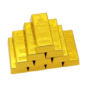 10pcs Simulated Gold Bars Realistic Plastic Treasure Bullion Pirate Treasure - Picture 1 of 12
