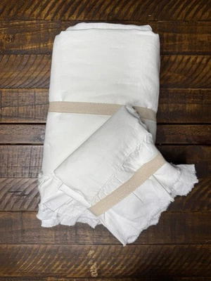 Edredón Pottery Barn Belga Lino Flecos Volantes Blanco F/Q con 1 hora Falso Leer Foto 1 de 4