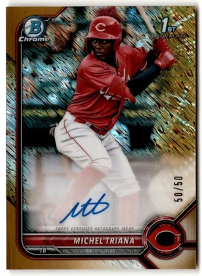 Michel Triana 2022 Bowman Chrome Gold Shimmer Refractor Auto /50 #CPA-MT - Image 1 of 2