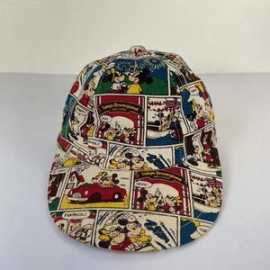 VTG Tokyo Disneyland Hat Cap Size Kids AOP Mickey Mouse Minnie Mouse Comics 80s - Picture 1 of 18