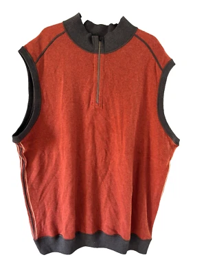 NWT $115 Cutter & Buck Mens Burnt Orange/Brown Trim 1/4 Zip Vest Size 2X XXL - Image 1 of 4