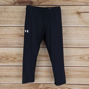 Under Armour Activewear Leggings Girls S Black Nylon Blend Stretch Elastic Waist - Picture 1 of 6