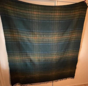 Schottland Wolle Tartan Decke Johnstons Of Elgin 100% Schurwolle Orange Blau - Bild 1 von 6