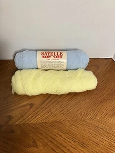 Lot of 2 Vintage Sayelle 3 Ply Baby Yarn - Yellow & Blue - 2oz Skeins - Imagen 1 de 3