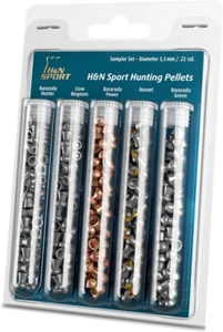 H&N 155 Count / 5 Type HUNTING PELLET SAMPLER 5.5mm .22 Caliber Pellets GERMANY - Picture 1 of 2