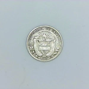 1953 PANAMA SILVER 1/10 BALBOA BETTER COIN #H455 - Picture 1 of 2
