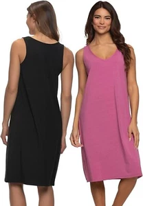 Paquete de 2 vestidos para dormir Felina modales elásticos sin mangas para mujer - negros/frambuesa - M - Imagen 1 de 5
