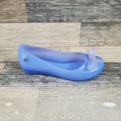 Mini sapatos de balé femininos Melissa tamanho 1 biqueira amêndoa azul ultragirl arco slip-on - Imagem 1 de 4