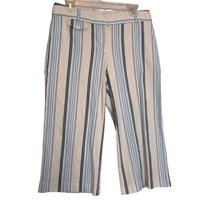 Express Design Studio Cropped Jeans Womens 10 Correspondent White Blue Stripe - Picture 1 of 12