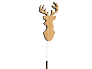 Hirsch Brosche Anstecknadel Krawattennadel Hirsche Geweih Jagdmotiv Reh Holz - Bild 1 von 4