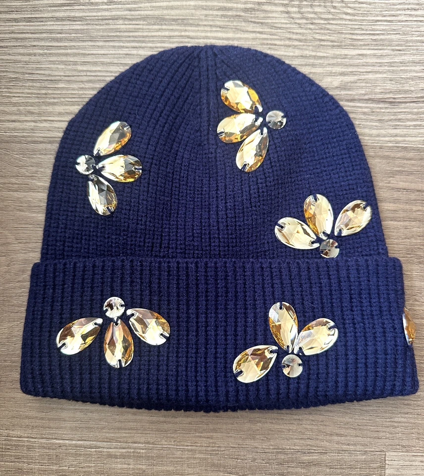 Gorro Anthropology cristal adornado azul marino Foto 1 de 4