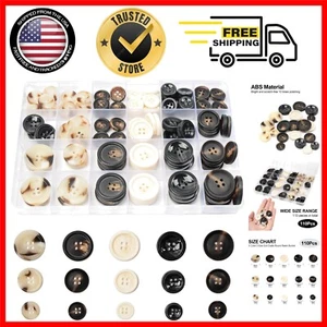 110 Pcs Sewing Buttons - 3 Sizes, 5 Colors, Perfect for DIY Crafting and Repairs - Picture 1 of 8