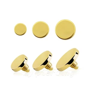 1PC. 14G 3mm 4mm 5mm Flat Disc Gold Anodized Surgical Steel Dermal Anchor Top - Picture 1 of 2