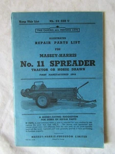1954 Massey-Harris 11 Dungstreuer Reparatur Teileliste Katalog Handbuch - Bild 1 von 8