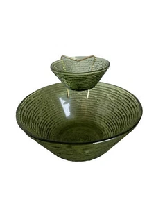 Chip Dip Bowl Set Glass Limelight Green Ribbed Bracket - Picture 1 of 9